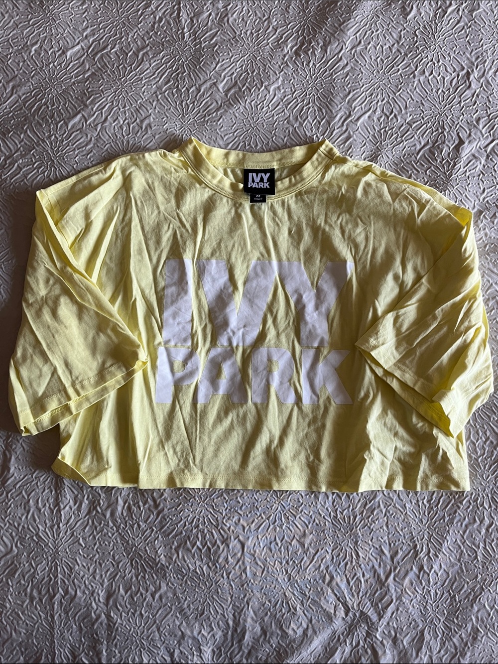 IVY PARK Pale Yellow Logo Cropped Tee